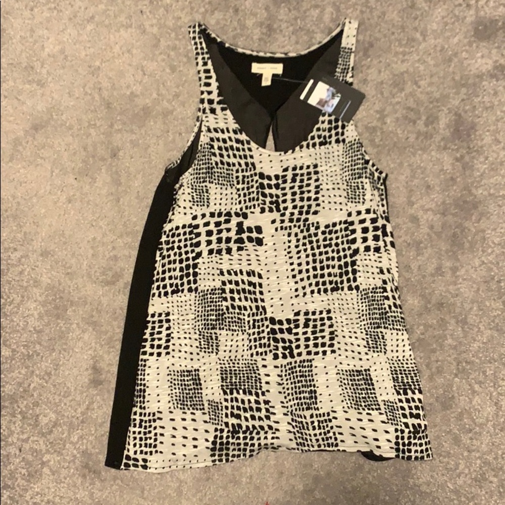 Black and Ivory Open Back Tank